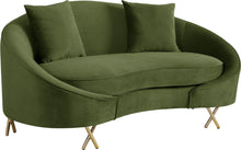Load image into Gallery viewer, Serpentine Olive Velvet Loveseat image