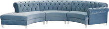 Load image into Gallery viewer, Anabella Sky Blue Velvet 3pc. Sectional image