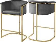 Load image into Gallery viewer, Donatella Grey Velvet Stool image