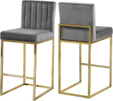 Load image into Gallery viewer, Giselle Grey Velvet Stool image