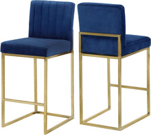 Load image into Gallery viewer, Giselle Navy Velvet Stool image