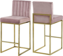 Load image into Gallery viewer, Giselle Pink Velvet Stool image