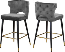 Load image into Gallery viewer, Kelly Grey Velvet Stool image