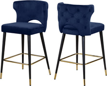 Load image into Gallery viewer, Kelly Navy Velvet Stool image