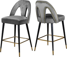 Load image into Gallery viewer, Akoya Grey Velvet Stool image