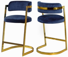 Load image into Gallery viewer, Stephanie Navy Velvet Stool image