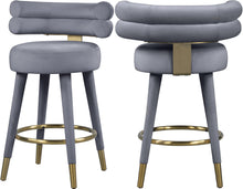 Load image into Gallery viewer, Fitzroy Grey Velvet Counter Stool image