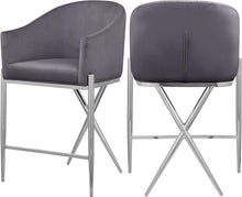 Load image into Gallery viewer, Xavier Grey Velvet Counter Stool image