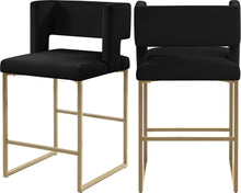Load image into Gallery viewer, Caleb Black Velvet Counter Stool image