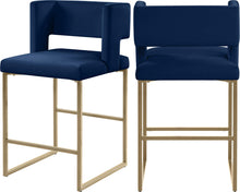 Load image into Gallery viewer, Caleb Navy Velvet Counter Stool image