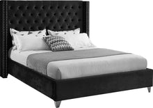 Load image into Gallery viewer, Aiden Black Velvet Queen Bed image