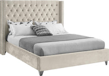 Load image into Gallery viewer, Aiden Cream Velvet Queen Bed image