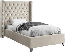 Load image into Gallery viewer, Aiden Cream Velvet Twin Bed image