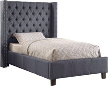Load image into Gallery viewer, Ashton Grey Linen Twin Bed image