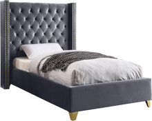 Load image into Gallery viewer, Barolo Grey Velvet Twin Bed image