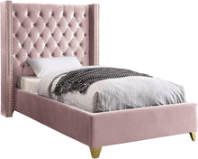 Load image into Gallery viewer, Barolo Pink Velvet Twin Bed image