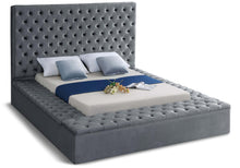 Load image into Gallery viewer, Bliss Grey Velvet Queen Bed (3 Boxes) image