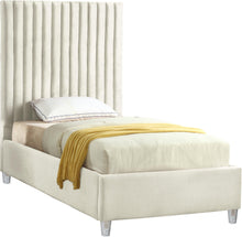 Load image into Gallery viewer, Candace Cream Velvet Twin Bed image
