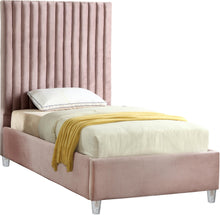Load image into Gallery viewer, Candace Pink Velvet Twin Bed image