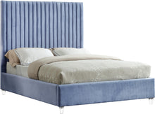 Load image into Gallery viewer, Candace Sky Blue Velvet Queen Bed image