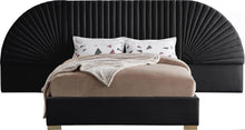 Load image into Gallery viewer, Cleo Black Velvet Queen Bed (3 Boxes) image