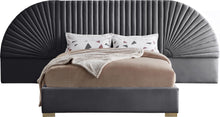 Load image into Gallery viewer, Cleo Grey Velvet Queen Bed (3 Boxes) image