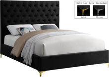 Load image into Gallery viewer, Cruz Black Velvet Queen Bed image