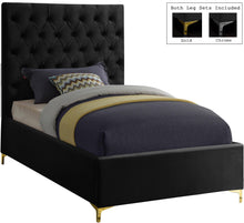 Load image into Gallery viewer, Cruz Black Velvet Twin Bed image