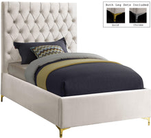 Load image into Gallery viewer, Cruz Cream Velvet Twin Bed image