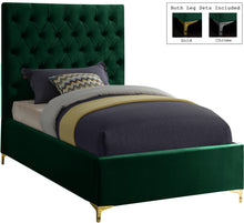 Load image into Gallery viewer, Cruz Green Velvet Twin Bed image
