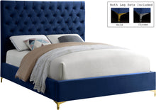Load image into Gallery viewer, Cruz Navy Velvet Queen Bed image