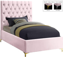 Load image into Gallery viewer, Cruz Pink Velvet Twin Bed image