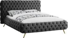 Load image into Gallery viewer, Delano Grey Velvet Queen Bed image