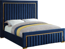 Load image into Gallery viewer, Dolce Navy Velvet Queen Bed (3 Boxes) image
