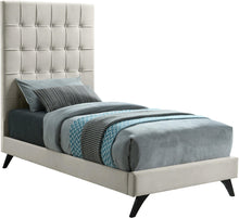 Load image into Gallery viewer, Elly Cream Velvet Twin Bed image