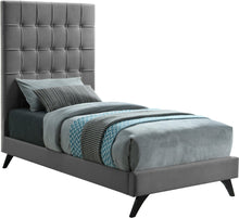 Load image into Gallery viewer, Elly Grey Velvet Twin Bed image