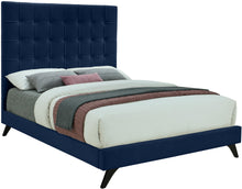Load image into Gallery viewer, Elly Navy Velvet Queen Bed image