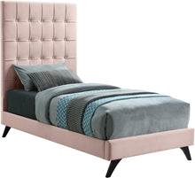 Load image into Gallery viewer, Elly Pink Velvet Twin Bed image