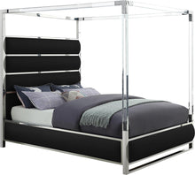 Load image into Gallery viewer, Encore Black Faux Leather King Bed (4 Boxes) image