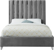 Load image into Gallery viewer, Enzo Grey Velvet Queen Bed image