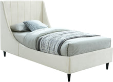 Load image into Gallery viewer, Eva Cream Velvet Twin Bed image