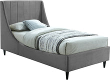Load image into Gallery viewer, Eva Grey Velvet Twin Bed image