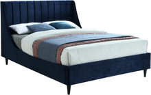 Load image into Gallery viewer, Eva Navy Velvet Queen Bed image