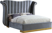 Load image into Gallery viewer, Flora Grey Velvet King Bed (3 Boxes) image