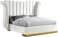 Load image into Gallery viewer, Flora White Velvet Queen Bed (3 Boxes) image