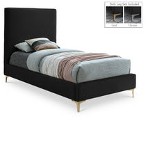 Load image into Gallery viewer, Geri Black Velvet Twin Bed image