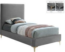 Load image into Gallery viewer, Geri Grey Velvet Twin Bed image