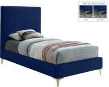 Load image into Gallery viewer, Geri Navy Velvet Twin Bed image