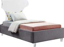 Load image into Gallery viewer, Ghost Grey Velvet Twin Bed image