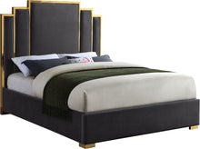 Load image into Gallery viewer, Hugo Grey Velvet Queen Bed image